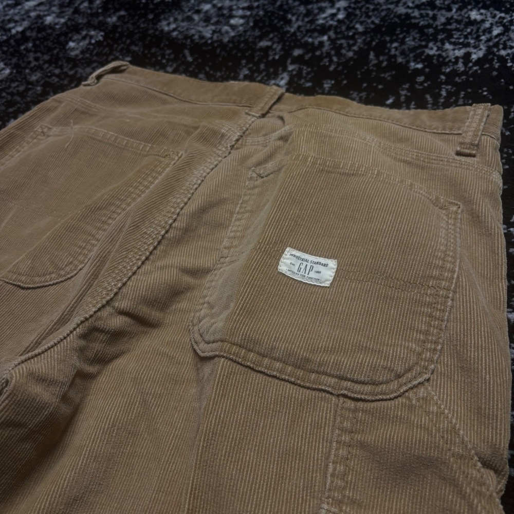 Vintage Gap Carpenter Pants Mens 34x32 Tan Corduroy Y2K Wide Leg Utility - Picture 3 of 8